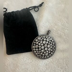 Large Silver & gunmetal Pendant with Crystals. No chain included.